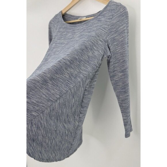 J.Jill Purejill Heathered Blue Long Sleeve Shark Bite Hem T-Shirt Top Sz S, Boho - Picture 5 of 9